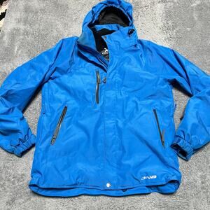 DNA Descente Coat Mens Large Blue Winter Ski Snowboard Hooded Parka Jacket **